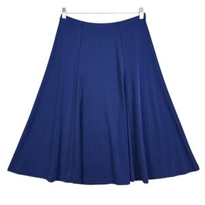 Susan Graver Womens Jersey Knit Midi Skirt Size Medium Royal Blue Flared A Line